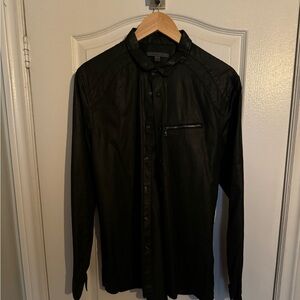 Black waxed shirt John Varvatos . Size medium. Good condition.